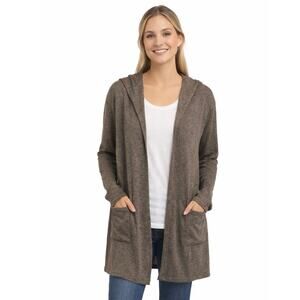 Freeloader Open Front Hooded Cardigan with Pockets Lightweight Longline Layer